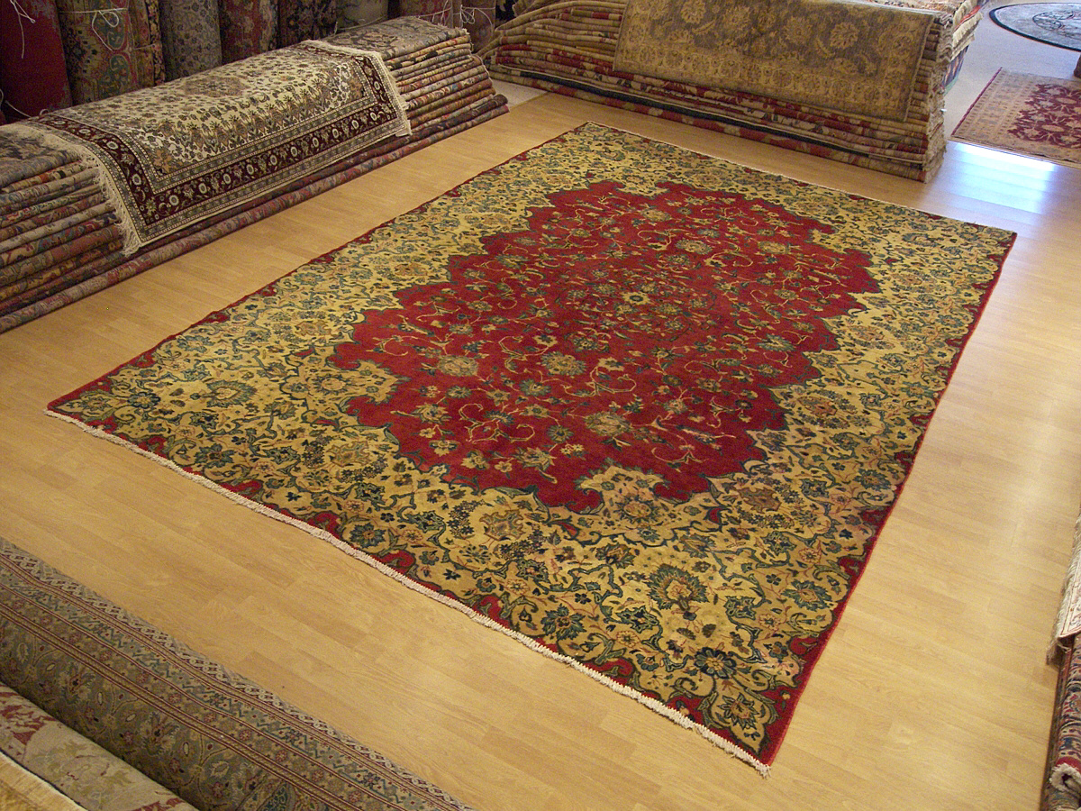 8x12 Handmade Antigue Persian Royal Kashan wool rug